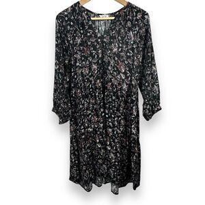 Anna Kay Women's Size‎ M Dark Floral Mini Dress Long Sleeve Cinched Waist